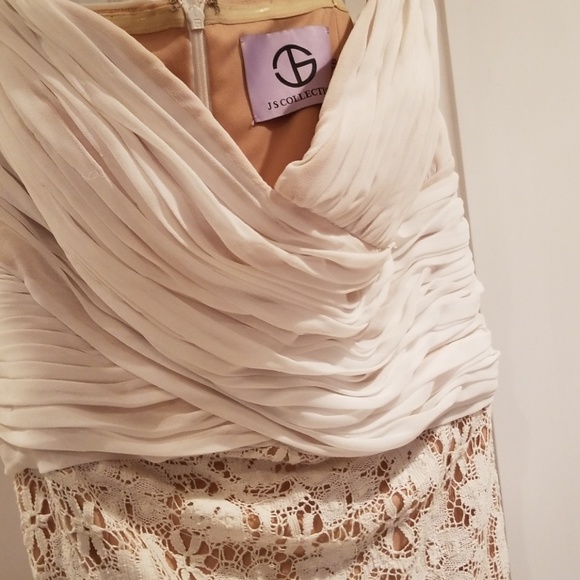 Size 16 Strapless Off-white/nude lace dress - Picture 4 of 5